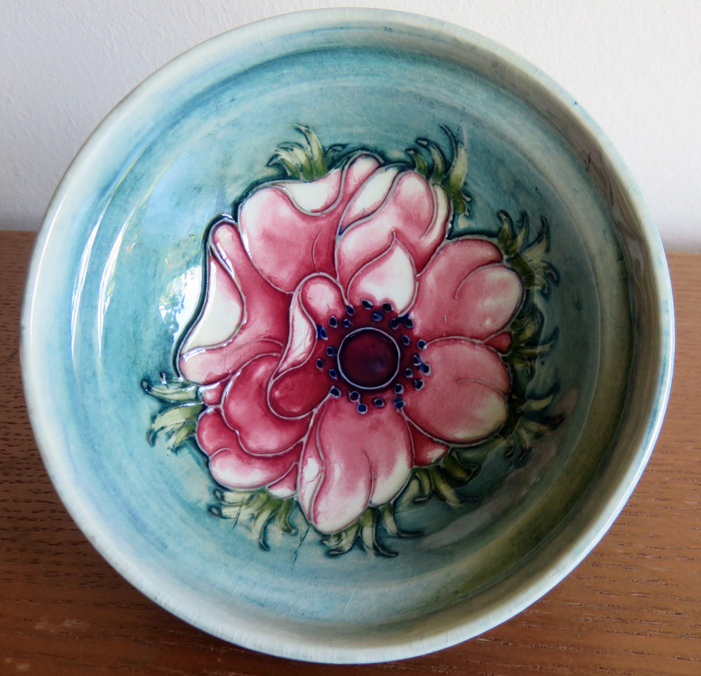Moorcroft Anemone Green and Blue Footed Bowl